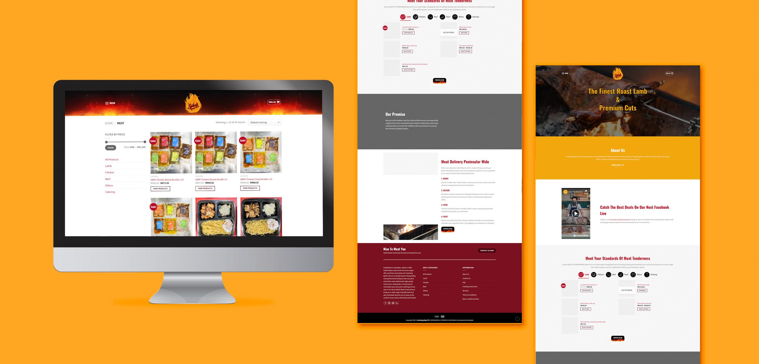 Mockup of Sabah Roast Lamb website design template