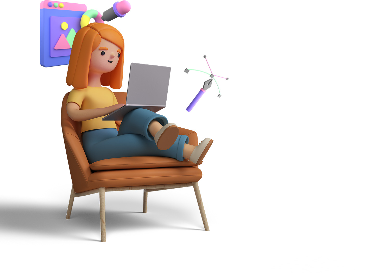 icon of girl working on website creatives