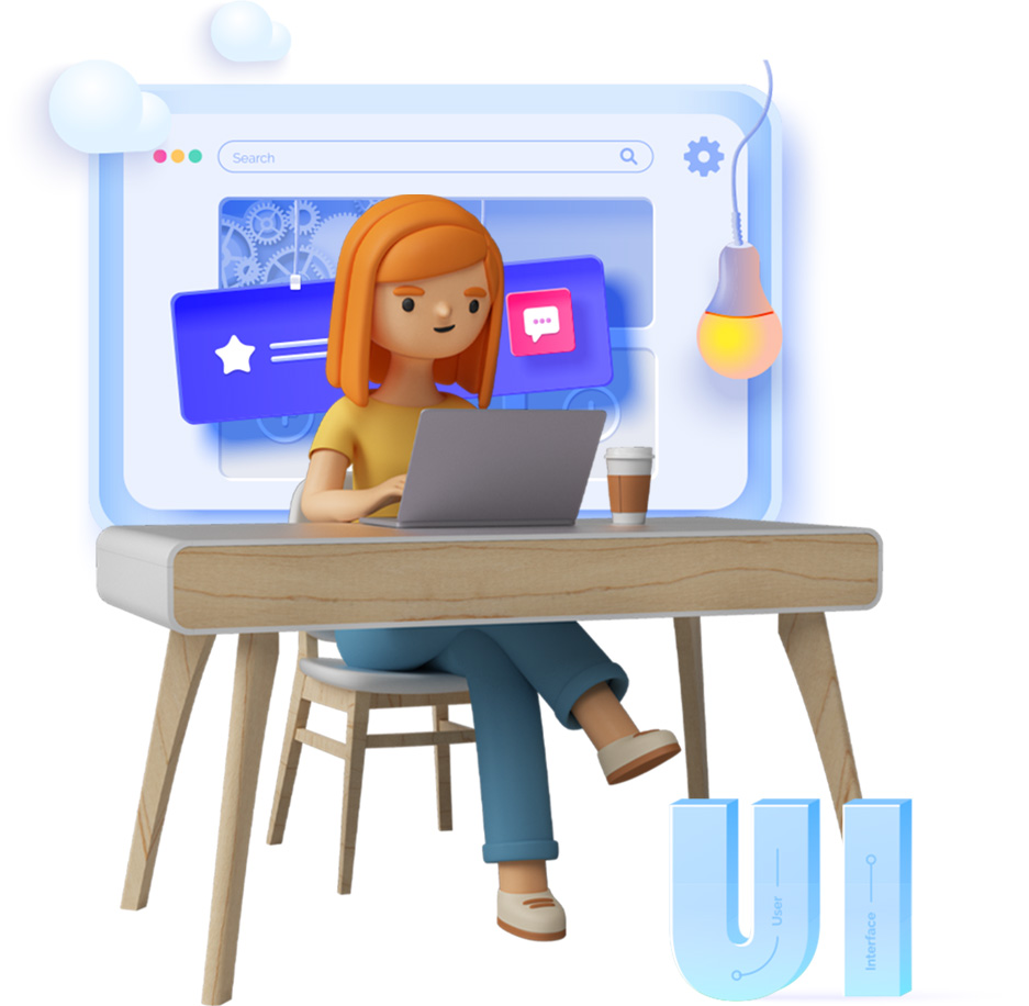 icon of girl working on website UI/UX