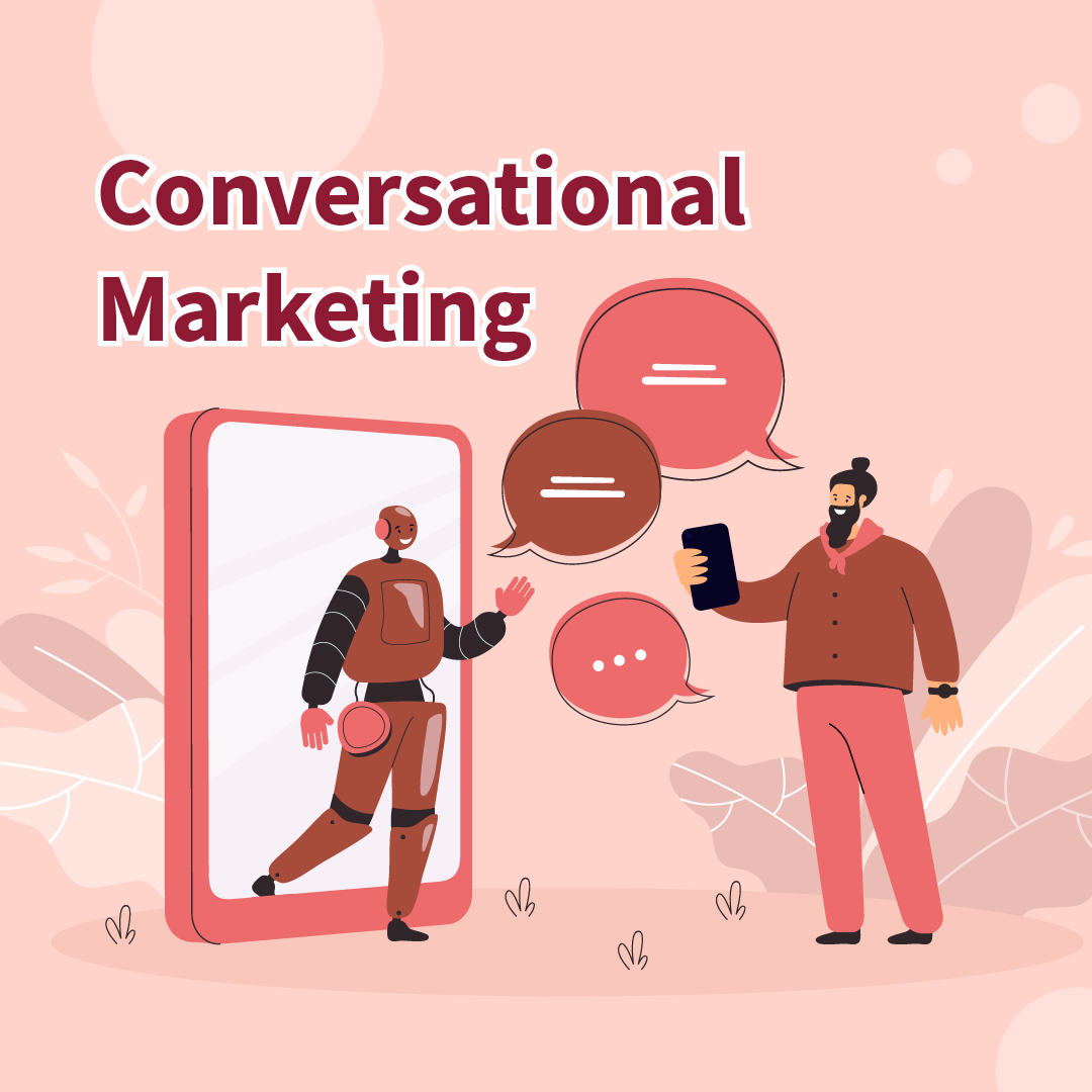 graphic illustration of a an AI popping from a smartphone to greet a man holding a phone